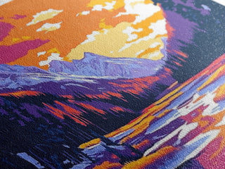 Lake Tahoe Art, mountain sunset painting, framed canvas print