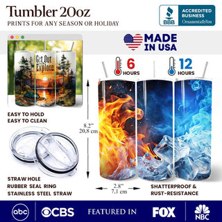 Get Out and Explore 20oz Personalized Tumbler with Lid and Stainless-Steel Straw