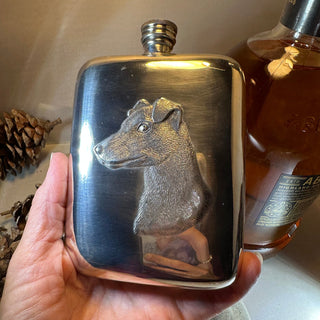Faithful Friend Jack Russell Pewter Hip Flask - Handmade in England