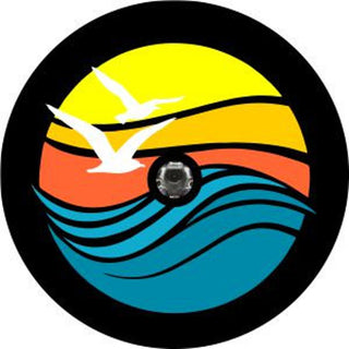 Beach Waves, Birds, and Sunset Spare Tire Cover