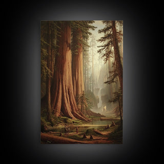 Majestic California Redwood Trees, Framed Canvas Print