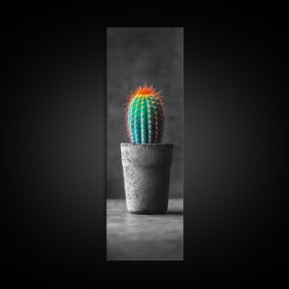 Modern Boho Decor Neon Cactus, Canvas Print