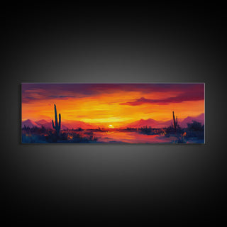 Southwest Sunset Cactus Art, Canvas Print