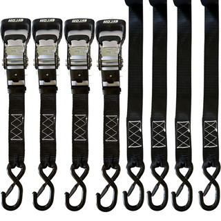 1.6" x 15' Ratchet Tie-Down Set (Pack of 4), Closed Hook (Lifetime Warranty)