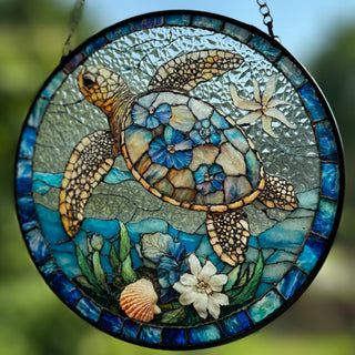 Hawaiian Flower Sea Turtle Suncatcher