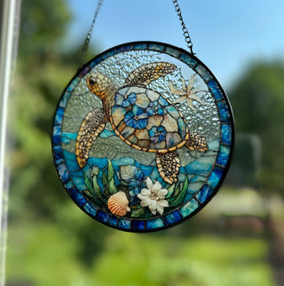Hawaiian Flower Sea Turtle Suncatcher