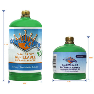 Flame King Eco Friendly Sustainable 8oz 1/2lb Refillable Propane Tank
