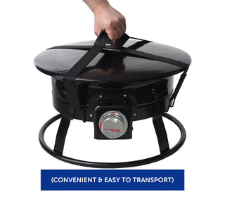 Flame King Outdoor Portable Propane Gas 19″ Fire Pit Bowl with Self Igniter Cover Carry Straps