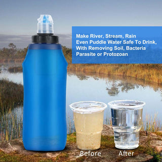 HygieniSafe collapsible water filter bottle for outdoor water filtration