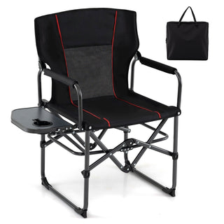 Folding Camping Chair with Side Table and Cup Holder with Carrying Bag