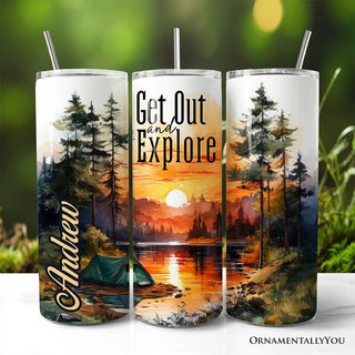 Get Out and Explore 20oz Personalized Tumbler with Lid and Stainless-Steel Straw