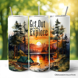 Get Out and Explore 20oz Personalized Tumbler with Lid and Stainless-Steel Straw