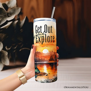 Get Out and Explore 20oz Personalized Tumbler with Lid and Stainless-Steel Straw