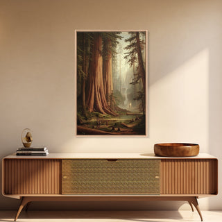 Majestic California Redwood Trees, Framed Canvas Print