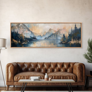Mountain Lake Reflection Framed Canvas Print