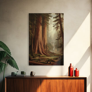 Majestic California Redwood Trees, Framed Canvas Print