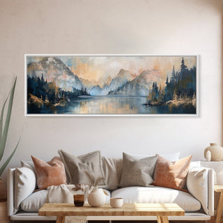 Mountain Lake Reflection Framed Canvas Print