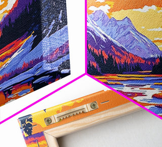Lake Tahoe Art, mountain sunset painting, framed canvas print