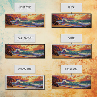 Sunset Surf on Rocky Coast Wall Art