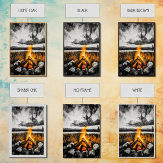Campfire Rustic Wall Decor, Framed Canvas Print