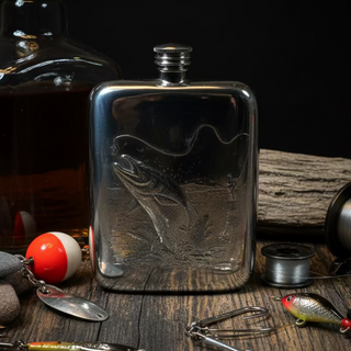 Fishing Pewter Hip Flask - Handmade in England