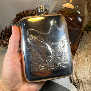 Fishing Pewter Hip Flask - Handmade in England