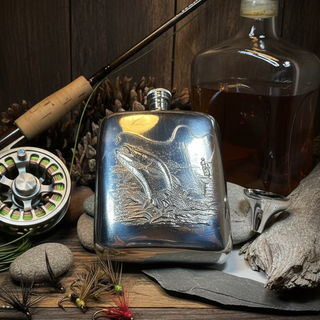 Fishing Pewter Hip Flask - Handmade in England