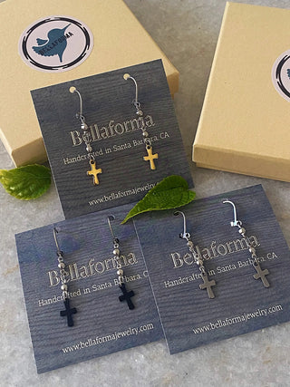 BEADED CROSS EARRINGS