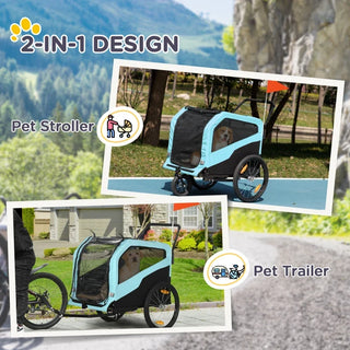 2-in-1 Dog Bike Trailer Pet Stroller Carrier for Large Dogs 66LBS Weight Capacity