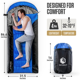 XXL Sleeping Bag for Big & Tall Campers, 90" × 39"