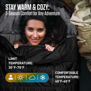 XXL Sleeping Bag for Big & Tall Campers, 90" × 39"