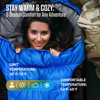 XXL Sleeping Bag for Big & Tall Campers, 90" × 39"