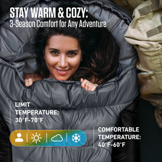 XXL Sleeping Bag for Big & Tall Campers, 90" × 39"