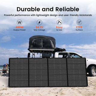 Nurzviy New Type 400W Portable Solar Panel Lightweight Monocrystalline Suitcase（only have two brackets available at the moment）