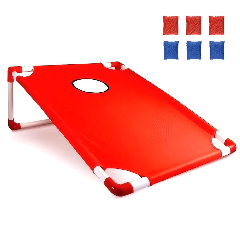 Portable Cornhole Board Set with 3 Red 3 Blue Bags
