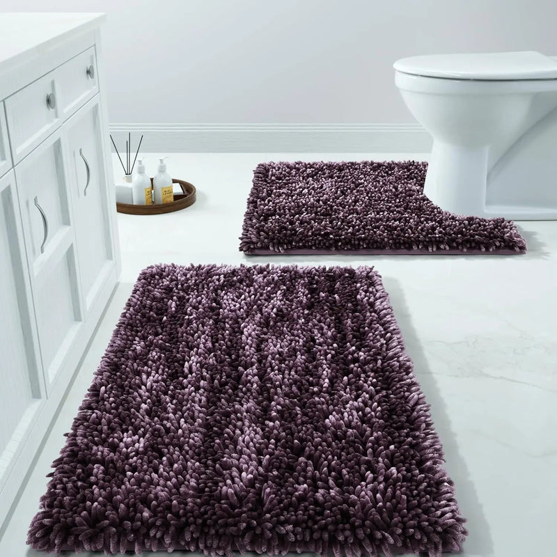 Luxury Shaggy Extra Thick Bathroom Rugs - 2 Piece Set
