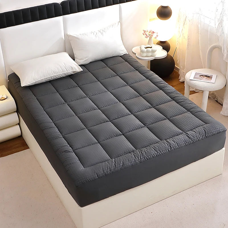 Dark Grey Quilted Mattress Pad
