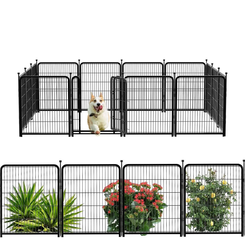 Metal Dog Fence with Wide Door, 40"Height 8/16 Panels