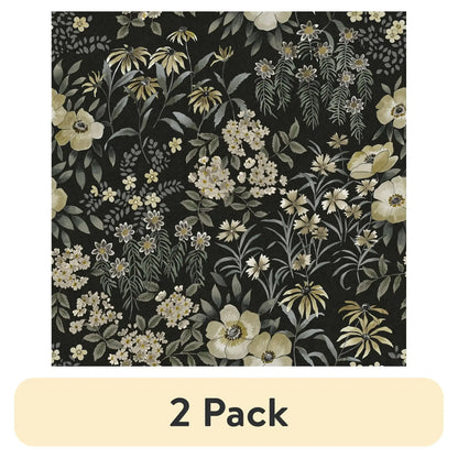Black Pearson Floral Peel and Stick Wallpaper 30.75 Sq. ft, 1 count