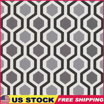 Modern Geometric Wallpaper 
Non Woven Washable  Black Grey White 20.5in x 33ft Covers 56.4sqft  Design