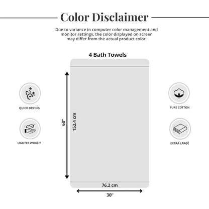 Navy Extra Large Bath Towels, Pack of 4 (30"x60")