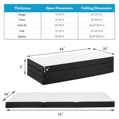 Three-Fold Portable Floor Bed