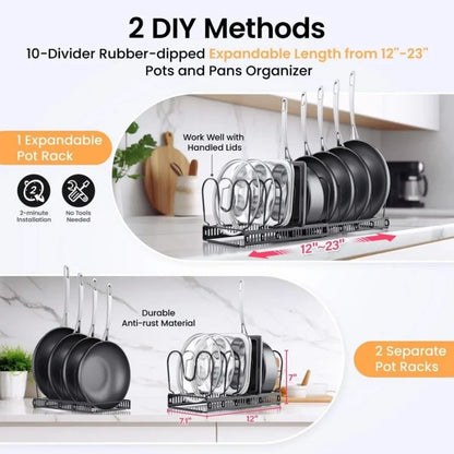 2 Pack Expandable Pot Lid Rack Organizer