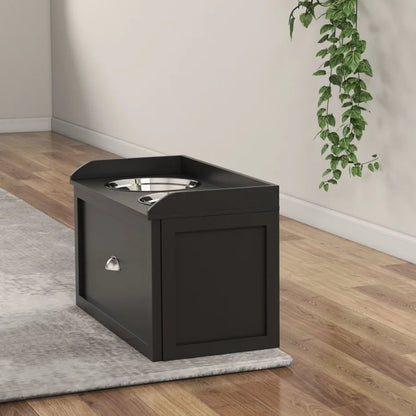 Dog Feeding Station with Storage Drawer