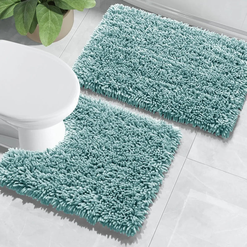 Luxury Shaggy Extra Thick Bathroom Rugs - 2 Piece Set