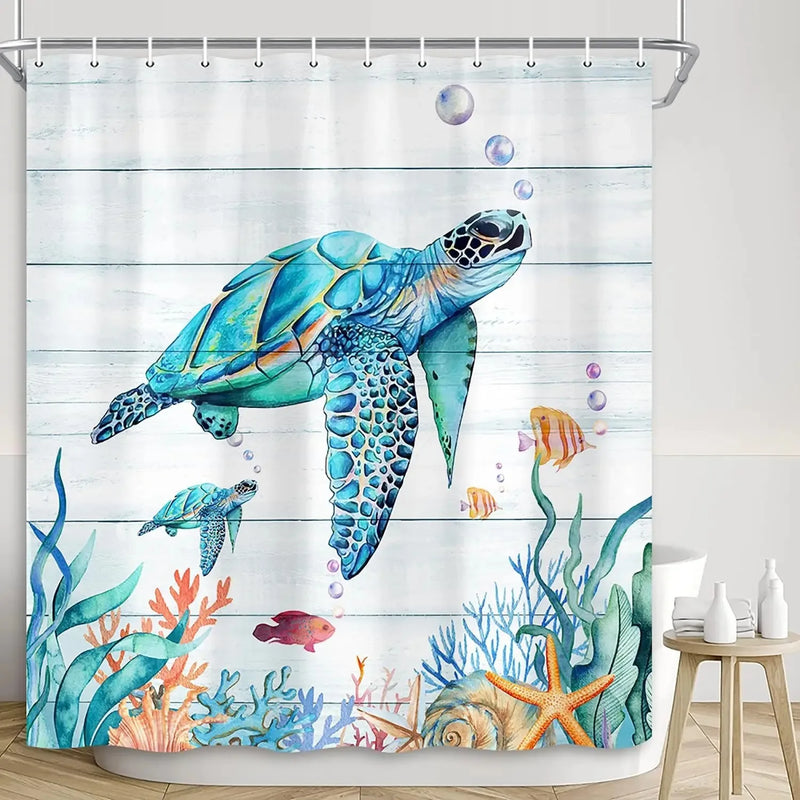 Nautical Blue Sea Shower Curtain