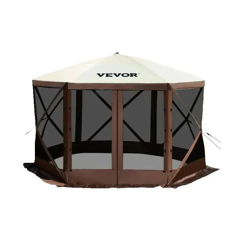Pop-up Camping Gazebo 6-Sided, 12' x 12' / 10' x 10'