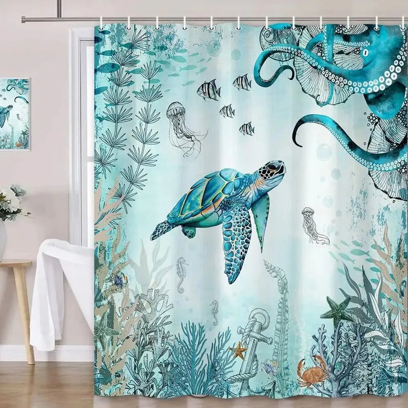 Nautical Blue Sea Shower Curtain