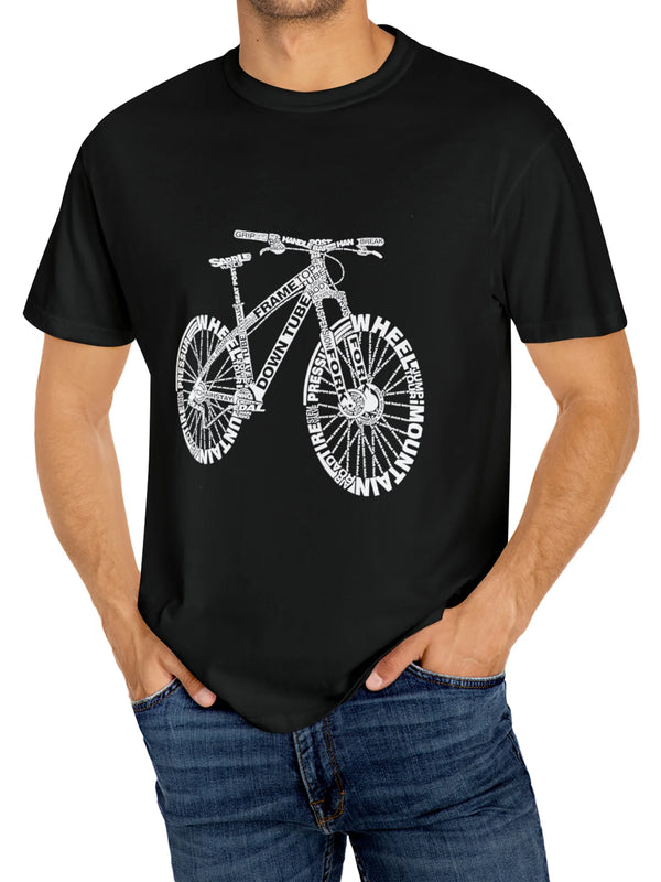 Men's Casual Cotton T-Shirt with Bicycle Print