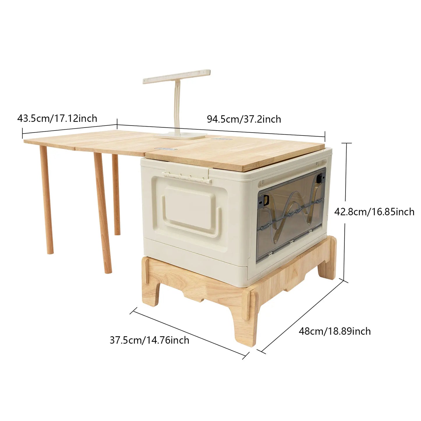 Outdoor Camping Storage Box and Folding Table with Light